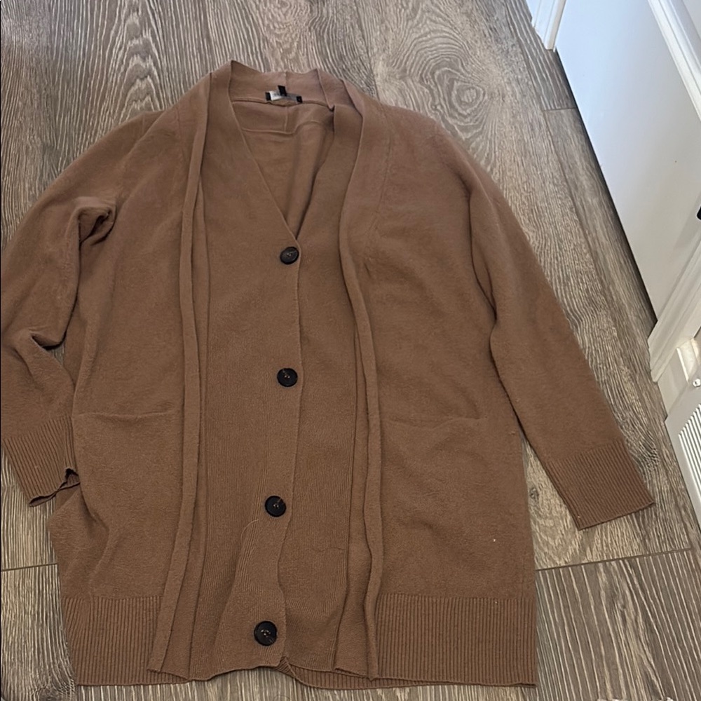 Lafayette 148 New York Brown Button-Up Women's Sweater